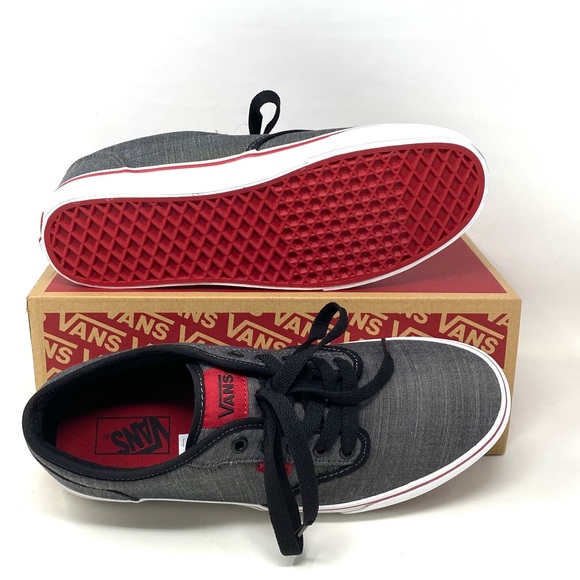 VANS Atwood Textile Black Grey Red Low Top Canvas Men’s Sneakers VN000KC46EZ - Picture 3 of 13
